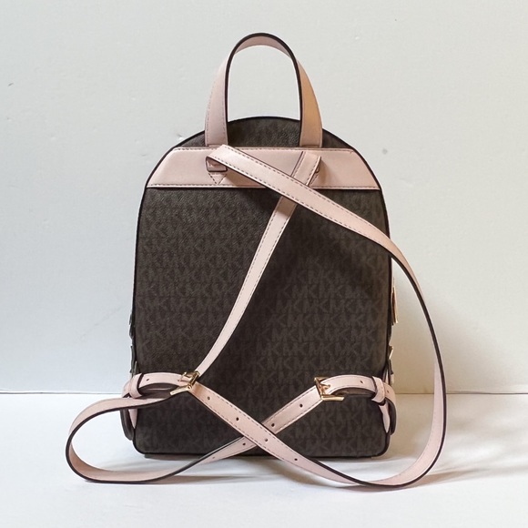 Michael Kors Jaycee Medium Backpack MK Signature Brown Pink - Picture 2 of 10